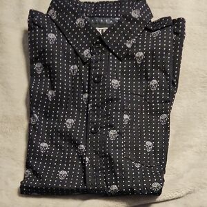 RUDE Black and White Casual Button Down Shirt